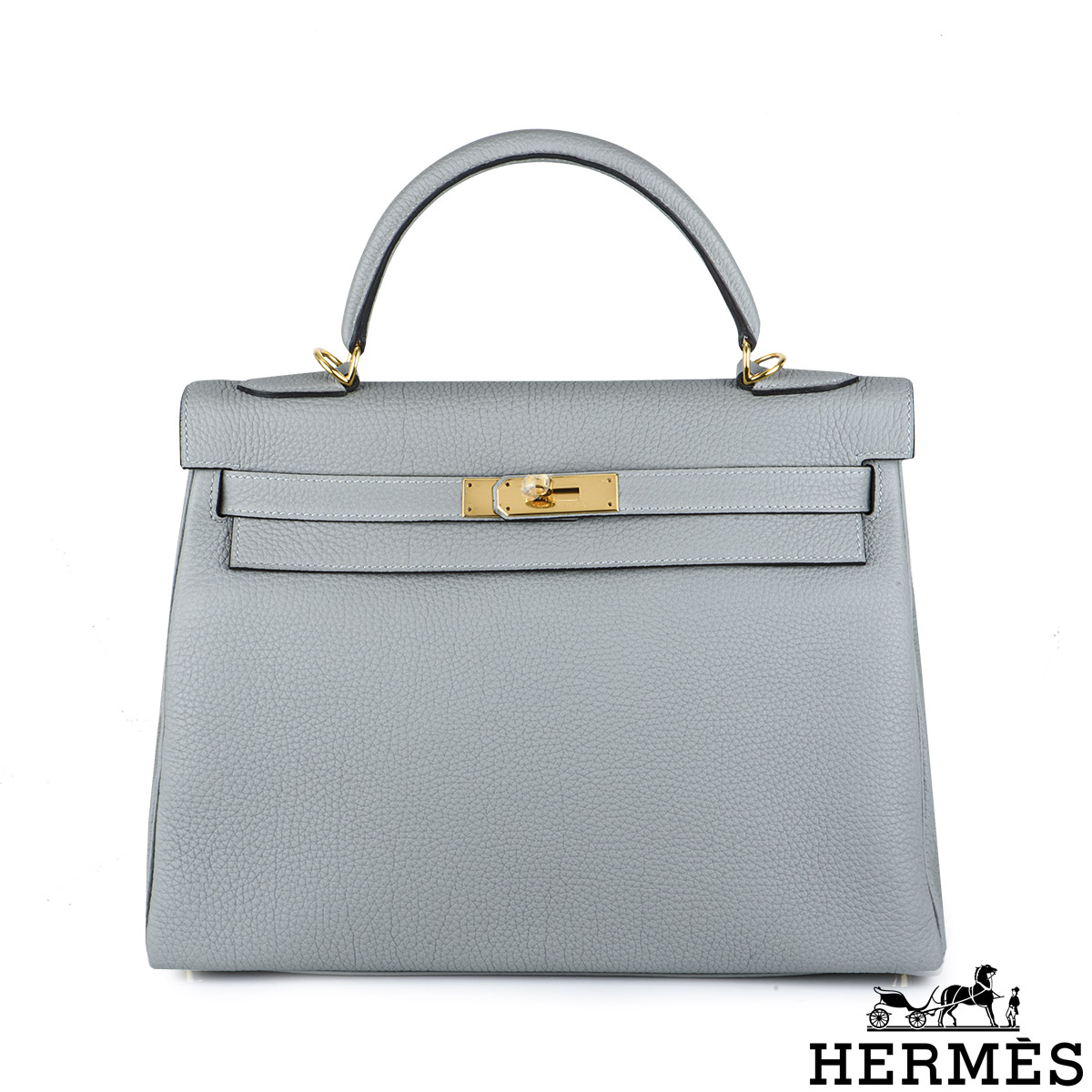 Hermès Kelly II Retourne 32cm Gris Mouette Veau Togo GHW